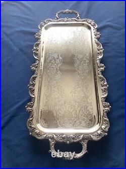 Vintage Poole Old English Footed Butler Serving Tray 5301 EPCA Silver Plate