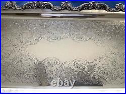 Vintage Poole Old English Footed Butler Serving Tray 5301 EPCA Silver Plate