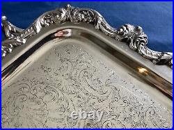 Vintage Poole Old English Footed Butler Serving Tray 5301 EPCA Silver Plate