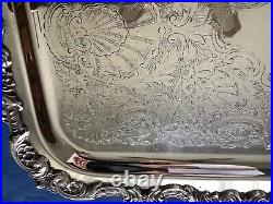 Vintage Poole Old English Footed Butler Serving Tray 5301 EPCA Silver Plate