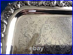 Vintage Poole Old English Footed Butler Serving Tray 5301 EPCA Silver Plate