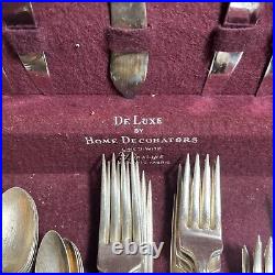 Vintage Prestige De Luxe Home Decorators Silver Plate Flatware Set In Case