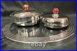 Vintage Puiforcat Tray & Two Canisters with Lids. Glass Center Tray Silver Plate