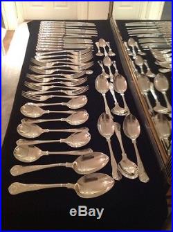 Vintage Quality Silver Plate 44 Piece Cutlery Set In Kings Pattern A1 Plate