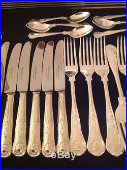Vintage Quality Silver Plate 44 Piece Cutlery Set In Kings Pattern A1 Plate