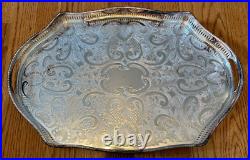 Vintage REED & BARTON SHEFFIELD Silver on Copper Gallery Tray Claw Feet