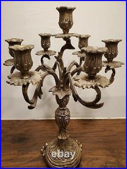 Vintage Rare 21'' Tall Candelabra, 6 Arm Candlestick Holder Silver Plated