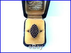 Vintage Rare Bohemian Silver Gold Plated Marked Garnet Ladie`s Ring with Box