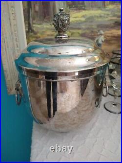 Vintage Rare LUNT Silver plated Champagne Ice Bucket With Lion Handles with liner