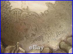 Vintage- Rare Ornate John Wanamaker GRAPE LEAF Silverplate Tray- Made in England