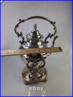 Vintage Rare Spring Flower Wm Rogers & Son Silver-plate Tilting Teapot. Pics