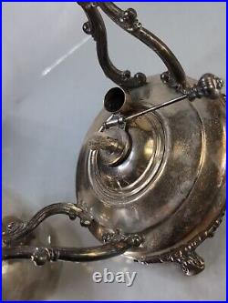 Vintage Rare Spring Flower Wm Rogers & Son Silver-plate Tilting Teapot. Pics