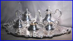 Vintage Reed Barton 6 Piece Silver Tea Service REGENT 1949 TRAY Ornate Rococo
