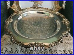 Vintage Reed Barton King Francis Pattern Silver Plate Pedestal Cake Plate Stand