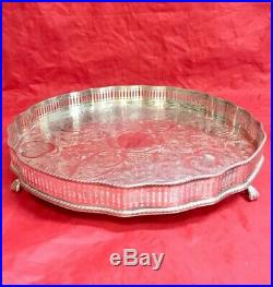Vintage Reed & Barton Sheffield Silver Plated Silverplate Footed Gallery Tray