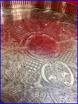 Vintage Reed & Barton Sheffield Silver Plated Silverplate Footed Gallery Tray
