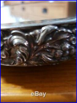 Vintage Reed & Barton Silverplate Repousse Mirror Plateau Stand Dresser Tray 188