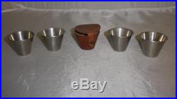 Vintage'Ria Denmark' Stainless Steel Stirrup Cups Set Of 4 With Leather Case