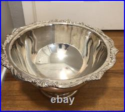 Vintage Rogers Bros 1847 silverplate Punch bowl and ladle Heritage pattern