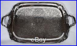Vintage Rogers Bros Remembrance Silver Plated Rectangular Handled Serving Tray