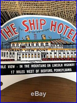 Vintage Route 30 The Ship Hotel License plate topper Grand View Point Bedford Pa