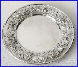 Vintage S Kirk &Sons Sterling Silver Floral REPOUSSE Bread And Butter 127F Plate