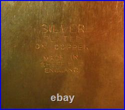 Vintage SHEFFIELD England SILVER PLATE on Copper Round Gallery Tray Flowers