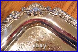 Vintage SHERIDAN SILVER CO. 21 Inch Shell & Gadroon Footed & Handled Waiter Tray