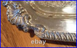 Vintage SHERIDAN SILVER CO. 21 Inch Shell & Gadroon Footed & Handled Waiter Tray