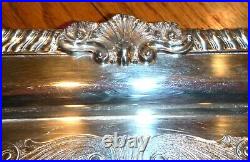 Vintage SHERIDAN SILVER CO. 21 Inch Shell & Gadroon Footed & Handled Waiter Tray