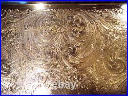 Vintage SHERIDAN SILVER CO. 21 Inch Shell & Gadroon Footed & Handled Waiter Tray