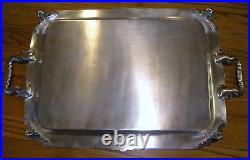 Vintage SHERIDAN SILVER CO. 21 Inch Shell & Gadroon Footed & Handled Waiter Tray