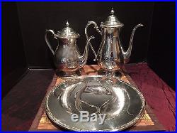 Vintage Set 1940s International Silver CAMILLE Coffee & Tea Pot Small Platter