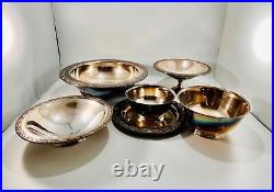 Vintage Set of 5 Assorted Sizes Oneida Silversmiths Silver Plate Bowls Tarnished