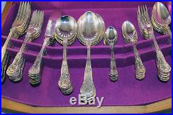 Vintage Seymour Sheffield Silver Plate 63 Piece 6 Place Kings Canteen Cutlery