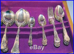 Vintage Seymour Sheffield Silver Plate 63 Piece 6 Place Kings Canteen Cutlery
