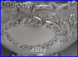 Vintage Sheffield Silver Plate Hand Chased Punch Bowl & 12 Cup Set