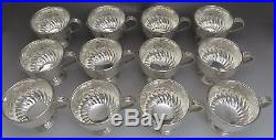 Vintage Sheffield Silver Plate Hand Chased Punch Bowl & 12 Cup Set
