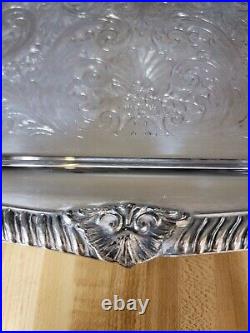 Vintage Sheffield Silver Plate Rectangle Footed Butlers Tray Platter Engraved