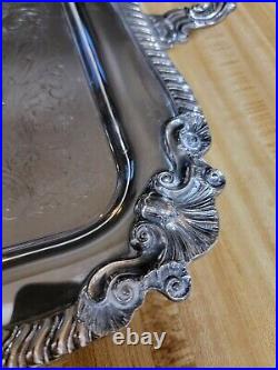 Vintage Sheffield Silver Plate Rectangle Footed Butlers Tray Platter Engraved