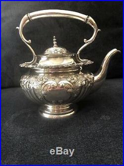 Vintage Sheffield Silver Plate Tilting Teapot & Warming Stand-Rare Floral Design