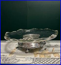 Vintage Sheffield Silver Plated Pedestal Tray Footed Cake Plate Centerpiece
