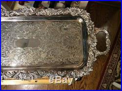 Vintage Sheffield Silverplate 21.5 Serving/cocktail Tray USA