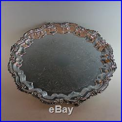 Vintage Sheffield Silverplate Footed Tray Silver Plate 16 1/2