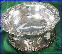Vintage Sheridan LTD Silver-plated Punch Bowl & Round Tray Grape Leaf Embossed