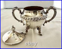 Vintage Sheridan Silver Plate Tea & Coffee Service 5 pc Set, Silver On Copper