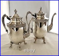 Vintage Sheridan Silver Plate Tea & Coffee Service 5 pc Set, Silver On Copper