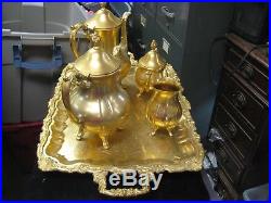 Vintage Sheridan Taunton Silversmiths Gold Electroplated Coffee Tea Set 2 Pots