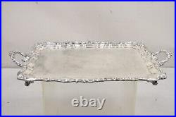 Vintage Sheridan Victorian Ornate Large Silver Plated Serving Platter Tray