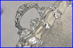 Vintage Sheridan Victorian Ornate Large Silver Plated Serving Platter Tray